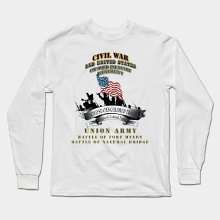 Civil War - 2nd United States Colored Infantry Regiment with USCT Bureau Banner - USA - Battle Long Sleeve T-Shirt